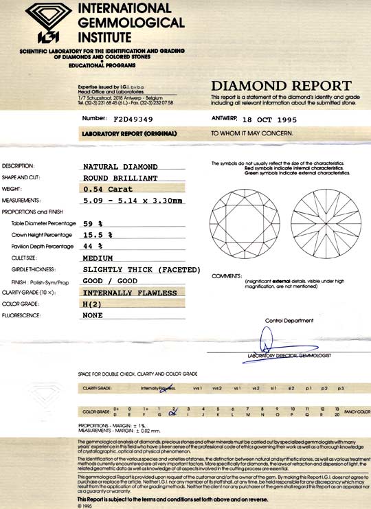 Foto 9 - Diamant, IGI Brillant 0.54ct Lupenrein Wesselton, D5666
