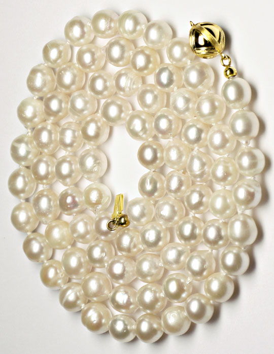 Foto 3 - Lange bis 8,5mm Akoya Perlenkette Goldperlschloß, S3916