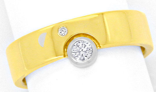Foto 2 - Designer-Halbmond Brillantenring 18K Gelbgold-Weißgold, S4167