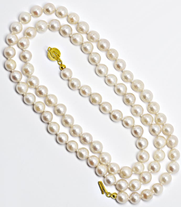 Foto 4 - Akoya-Perlenkette 70cm lang Gelbgold-Schloss, S5670