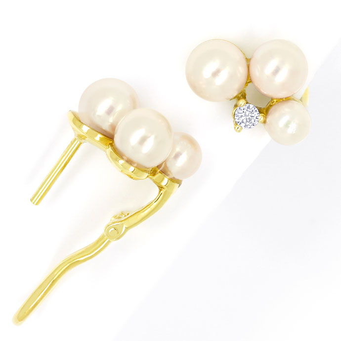 Foto 2 - Clipanhänger an Perlenkette und Ohrringe mit Brillanten, S9533