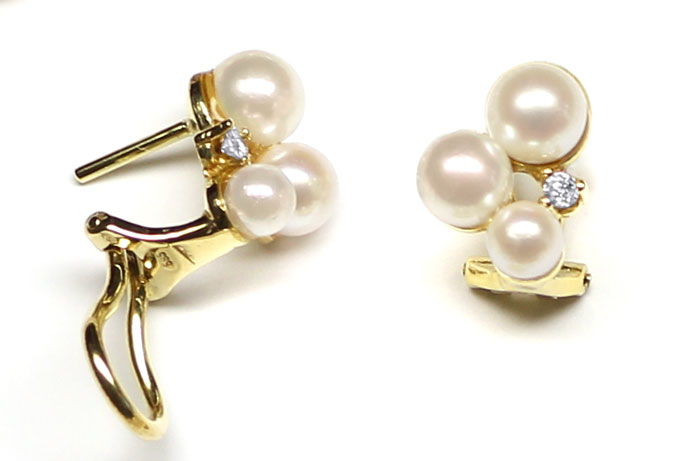 Foto 4 - Clipanhänger an Perlenkette und Ohrringe mit Brillanten, S9533