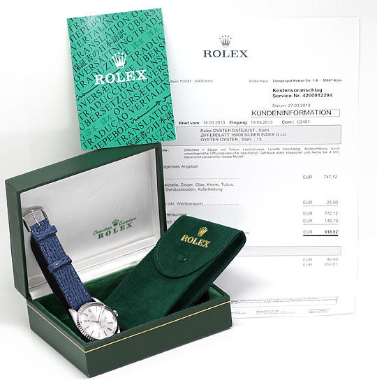Foto 6 - Rolex Oyster Datejust Herren Uhr in Stahl Hai Lederband, U2401